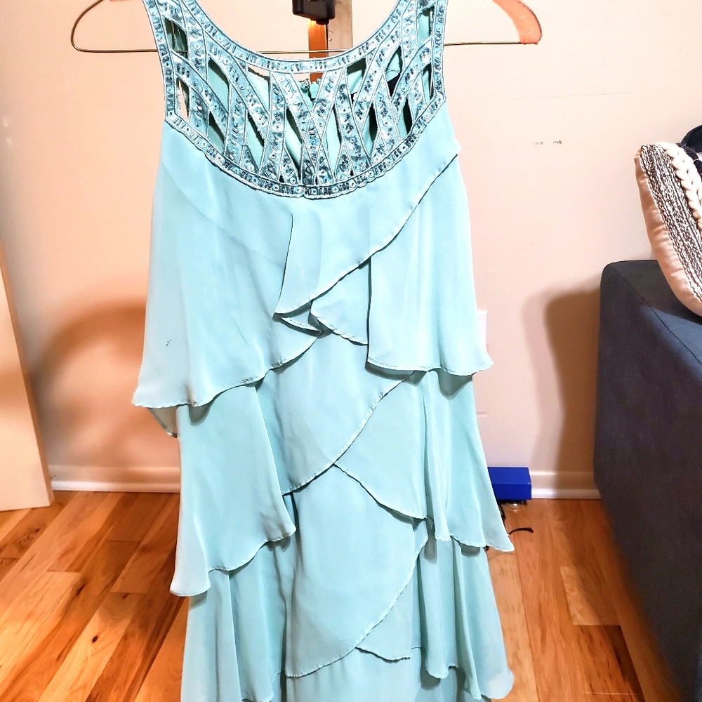 Layered Beaded Satin Dress